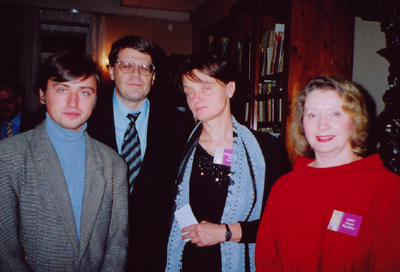 Слева направо: Н.В.Салоников, А.Ю.КарповЮ автор монографии о Ярославе Мудром, И.Л. Григорьева, Л.П. Грот (Швеция)