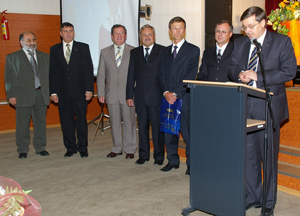 Ректорат НовГУ (слева направо): И.Б. Александров, С.Д. Пилипив, М.Н. Певзнер, Д.А. Филиппов, Н.В. Курмышев, М.Э. Раненко, С.В. Гудилов.