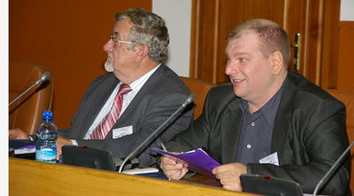 Профессора НовГУ (слева направо) М.Н. Петров и Б.Н. Ковалев.